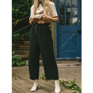 Jackson Rowe Dana Pants High Rise Wide Leg Crop Paperbag Pull On Elastic size xs